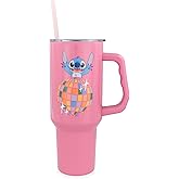 Silver Buffalo Disney Lilo and Stitch “Life Is A Party” Stainless Steel Tumbler with Handle, Fits in Standard Cup Holder, 40 Ounces