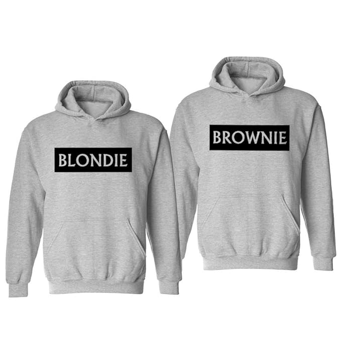 Blondie Brownie Hoodie BFF Pullover für Zwei Mädchen Freundin Hoodie Sister Pulli Schwarz 2 Stücke