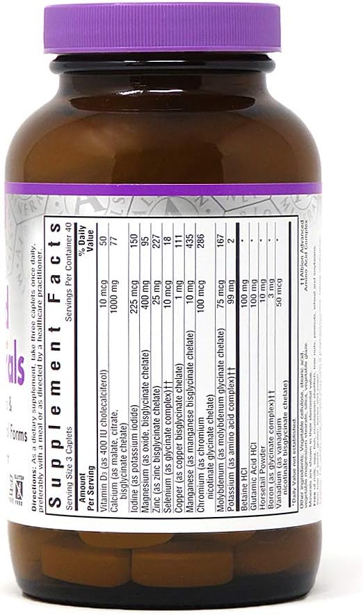 Bluebonnet Nutrition High Potency Chelated Multiminerals (Iron-Free) Caplets, 120 Count: Health & Personal Care