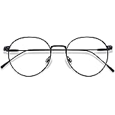 ANDWOOD Blue Light Blocking Glasses Women Men Small Face Computer Clear Bluelight Blocker Super Lightweight Metal Frame Round