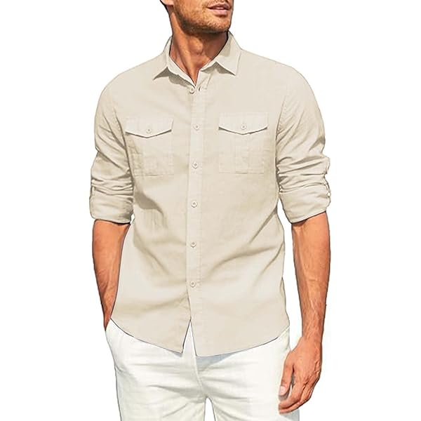 トップス Double Pocket Linen Shirt Mavi Men's Double Pocket Button-Up Shirt In Persicope