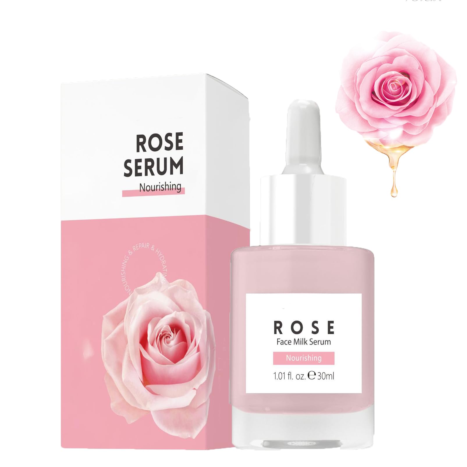 DMQ Rose Facial Oil,Instant Face Firming & Plumping,Rose Anti Aging Face Moisturizer,Hyaluronic Acid Serum for Face,Antioxidant Firming Night Serum for face,Improve Dull Skin & Soft Skin Tone-30ml