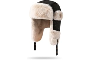 Clakllie Women Men Furry Trapper Hat Winter Trooper Hat Faux Fur Ushanka Russian Hats Windproof Thermal Snow Caps Skiing Hat