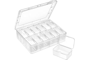 Gbivbe Small Plastic Storage Box, 13 Pieces Plastic Storage Cases Bead Organizers Boxes with Lid Mini Rectangles Boxes Craft Supply Case Bead Containers for Organizing