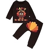 Kewlent Thanksgiving Baby Boys Girls Turkey Print Outfit Toddler long sleeve Pant Set