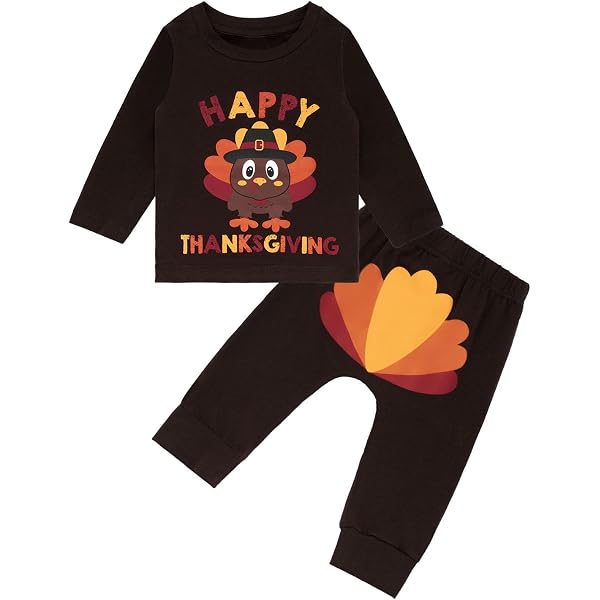 YINGISFITM Thanksgiving Day Toddler Baby Boy Outfit Turkey Crew...