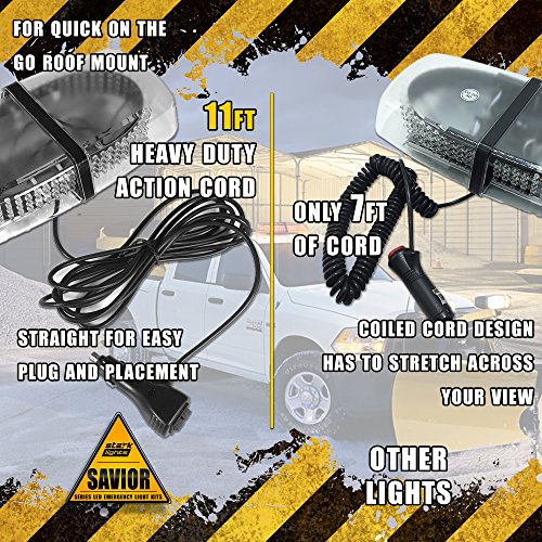 [MAGNETI[MAGNETIC] 240 LED Mini Light Bar Roof Top Emergency Warning Hazard Safety Flashing Strobe Dual Rapid Switch Longer 10FT Cable Car Truck Vehicle - White / Amber - Thumbnail 2