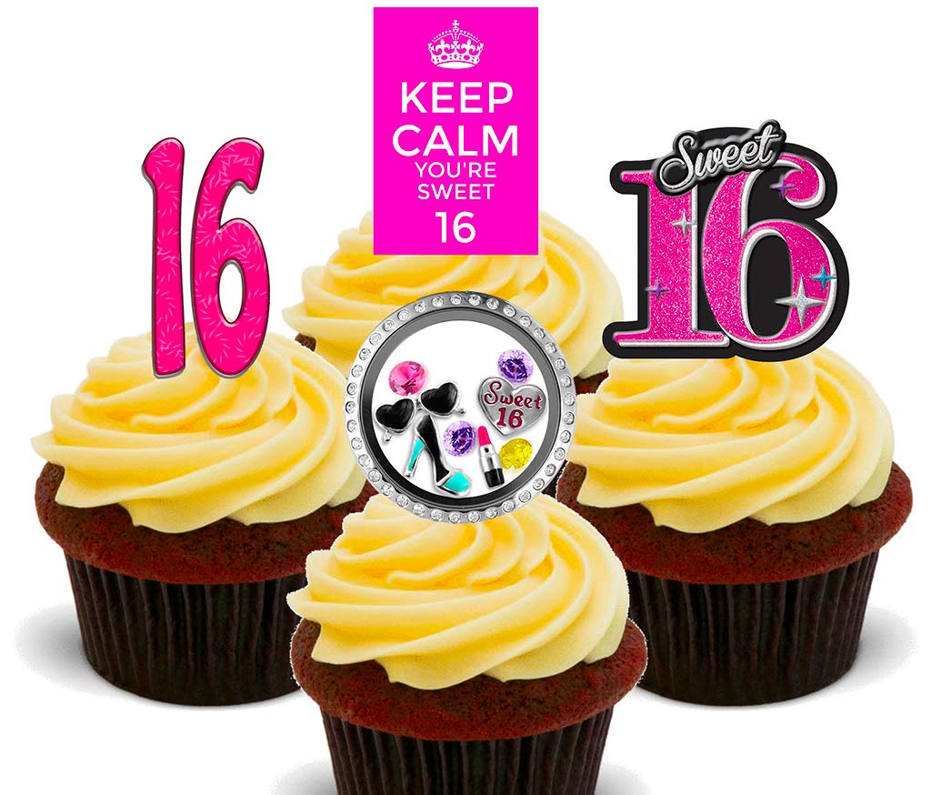 Made4You 16th Birthday Girl, Sweet 16 Edible Cupcake Toppers Standup