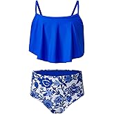 blibean Teen Girls Two Piece Bikini Sets Swimsuits with Chest Pad Size 6-15 Years