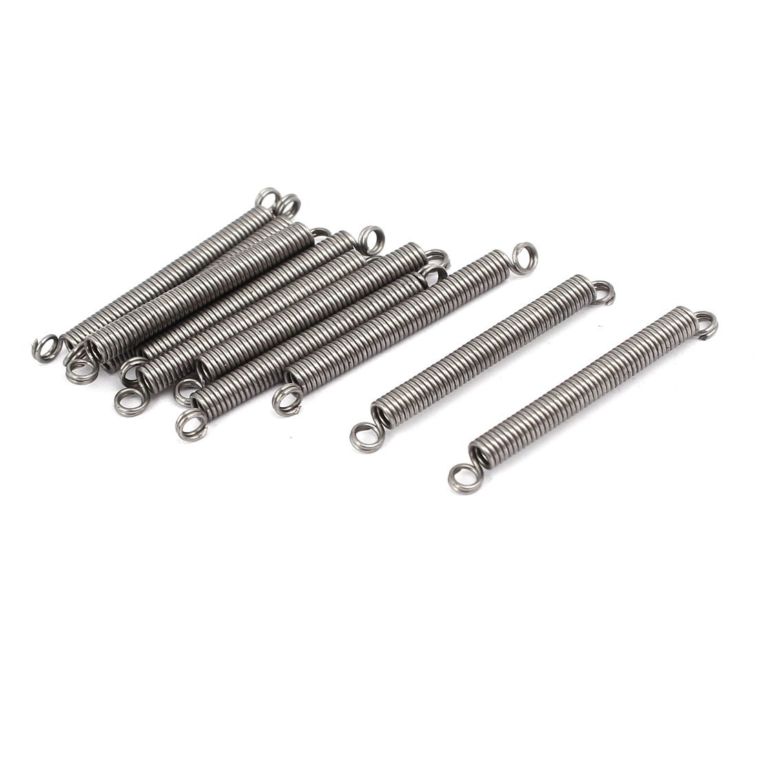 Sourcingmap 0.5mmx3mmx30mm 304 Stainless Steel Tension Springs Silver Tone 10pcs