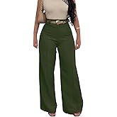 Lucuna Women's Hight Waisted Dress Pants Business Casual Wide Straight Leg Work Slacks Office Trousers