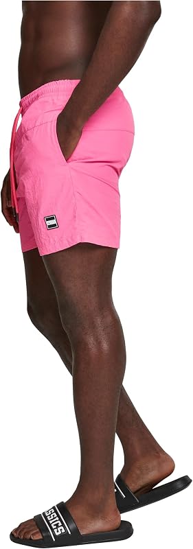 Herren Block Swim Shorts – Badeshorts mit Kordelzug & Taschen, schnelltrocknend, ideal für Strand, Pool & Urlaub,Neonpink,M