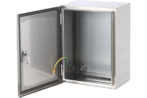 Garvee 12'' x 12'' x 8'' IP65 Waterproof Stainless Steel Junction Box, 304 SS Outdoor Electrical Enclosure with Hinged Cover,