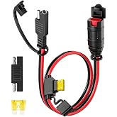1Ft SAE Extension Cable,with NOCO Genius Intelligent Battery Charger | 16AWG SAE Conversion Cable with 20A Fuse Waterproof Plugs,for Waterproof Battery Connectors for All-Terrain Vehicles