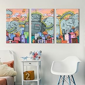 3 Panel Triptych Street Graffiti Series Mister Roboto...