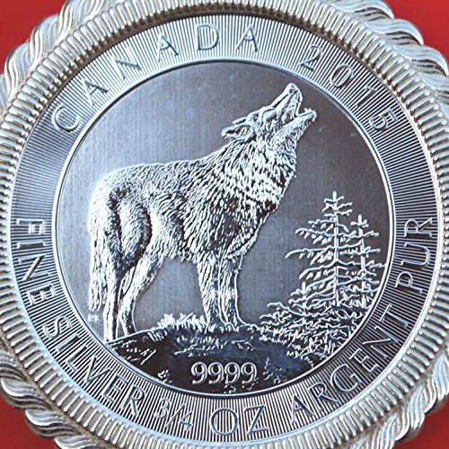 Canada 2015 .9999 Fine Silver 3/4 Oz Argent Pur 2 Dollars Bullion Coin Solid 925 Sterling Silver Necklace NEW - Grey Wolf