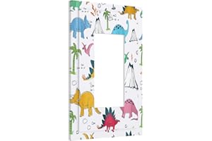 Wpshijia Cute Colorful Cartoon Animal Dino Graffiti Single Rocker Light Switch Covers 1 Gang Outlet Cover Wall Plate Decorative GFCI Switchplate Faceplate for Nursery Kidsroom Bedroom Decor