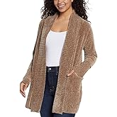 Orvis Womens Cardigan Sweater Chenille Pockets Soft Open-Front Midweight