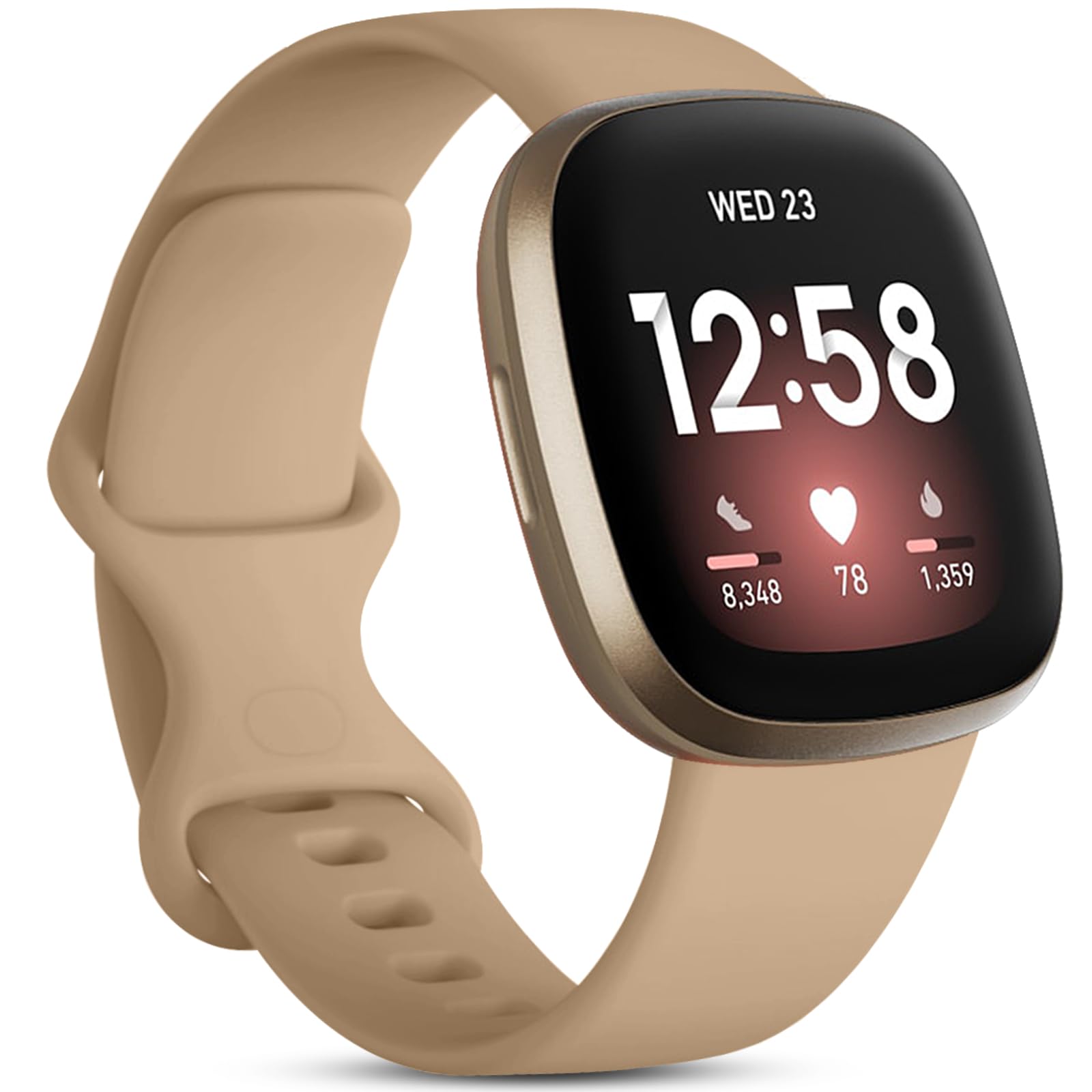 Oielai Compatible Sport Silicone Soft Replacement Straps for Fitbit Versa 4/3, Milk Tea Color — image 1