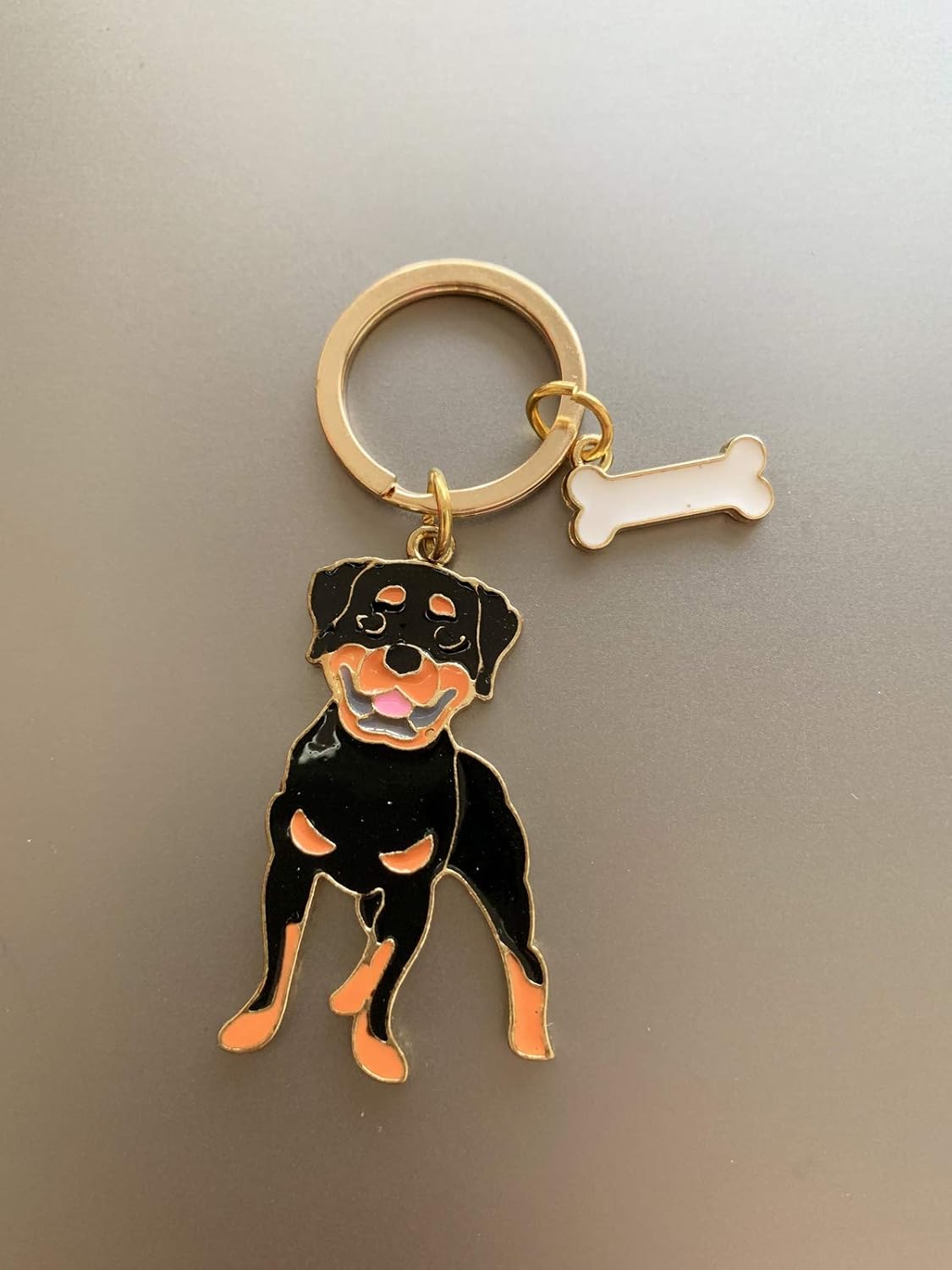 Dog Key-ring Keychain,10cm Cute Metal Dog Keychain Keyring Keyfob Bag Charm Best Birthday (Rottweiler) - Image 5