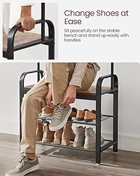 VASAGLE Coat Rack, Hall Tree with Shoe Bench for