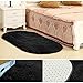 YJ.GWL Oval Bedside Rugs for Bedroom, Fluffy Black Rugs for Living Room, Aesthetic Dorm Apartment Rug Decor, Nursery Kids Room Fuzzy Cute Carpet, 2.6' X 5.3' Black
