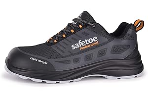 Mens Lightweight Composite Toe Safety Shoes 3D Weaving Fabric +TPU Overcap Shoes Anti-Fatigue Breathable Work Shoes Slip Resi
