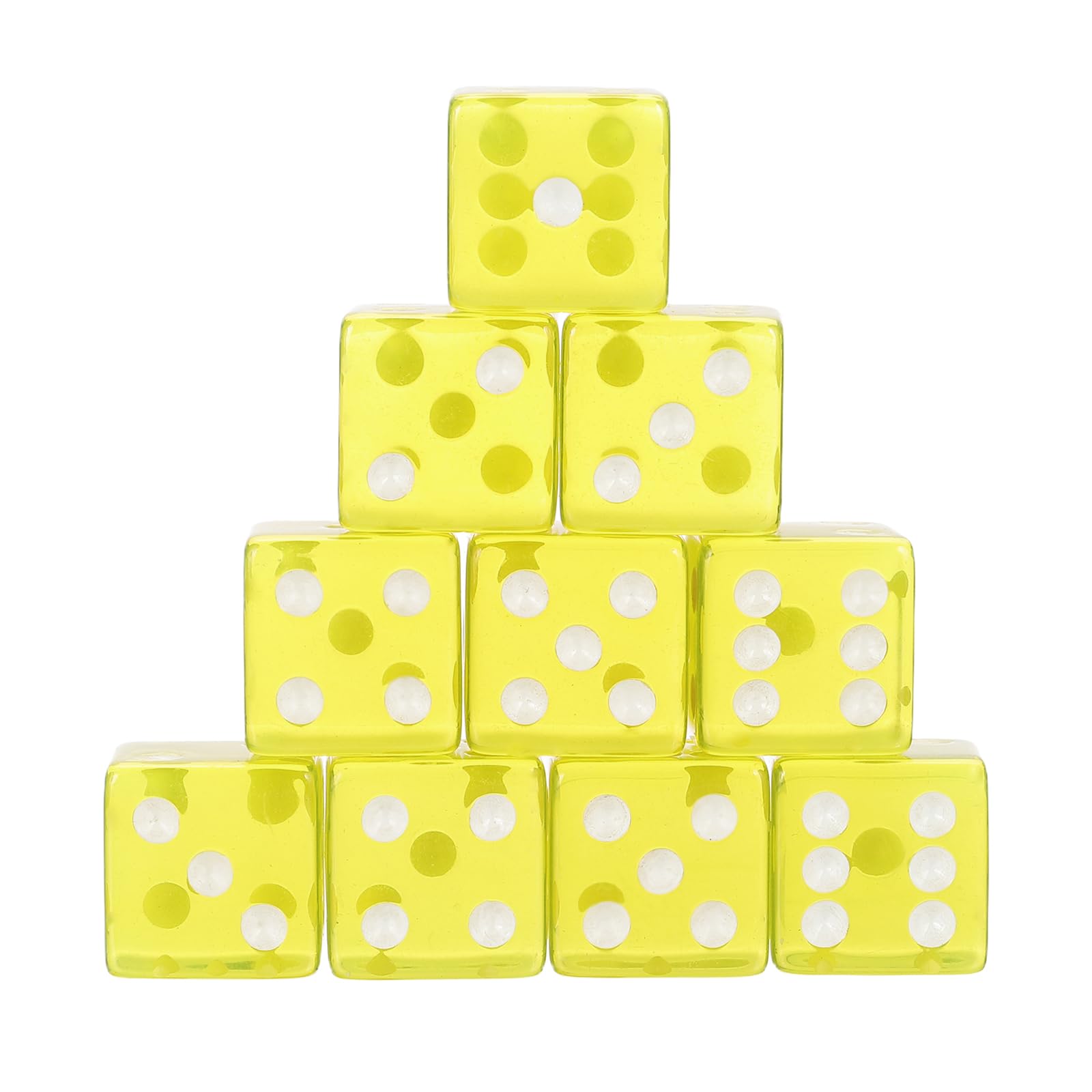 sourcing map 100Pcs Acrylic Dice, 19mm/0.75" Translucent D6 Dice, 6 Sided Square Rounded Edge for Board Table Games Birthday Theme Party Supply, Yellow โ image 1