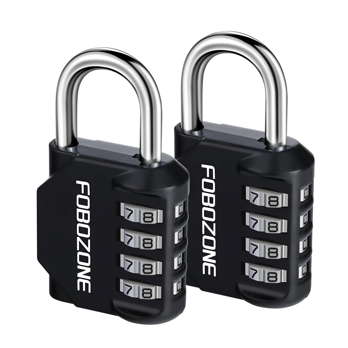 FOBOZONE Combination Padlock, 4 Digit Coded Padlock, Outdoor Waterproof Resettable Code Padlock for Gym Locker, Cabinet,Shed, Hasp,Gate, Tool Box,School Locker Lock (Black 2 Pack)