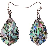 Teardrop Abalone Shell Dangle Earrings for Women