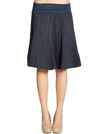 Caspar RO014 Damen Leinenrock mit figurfreundlichem Stretch Bund