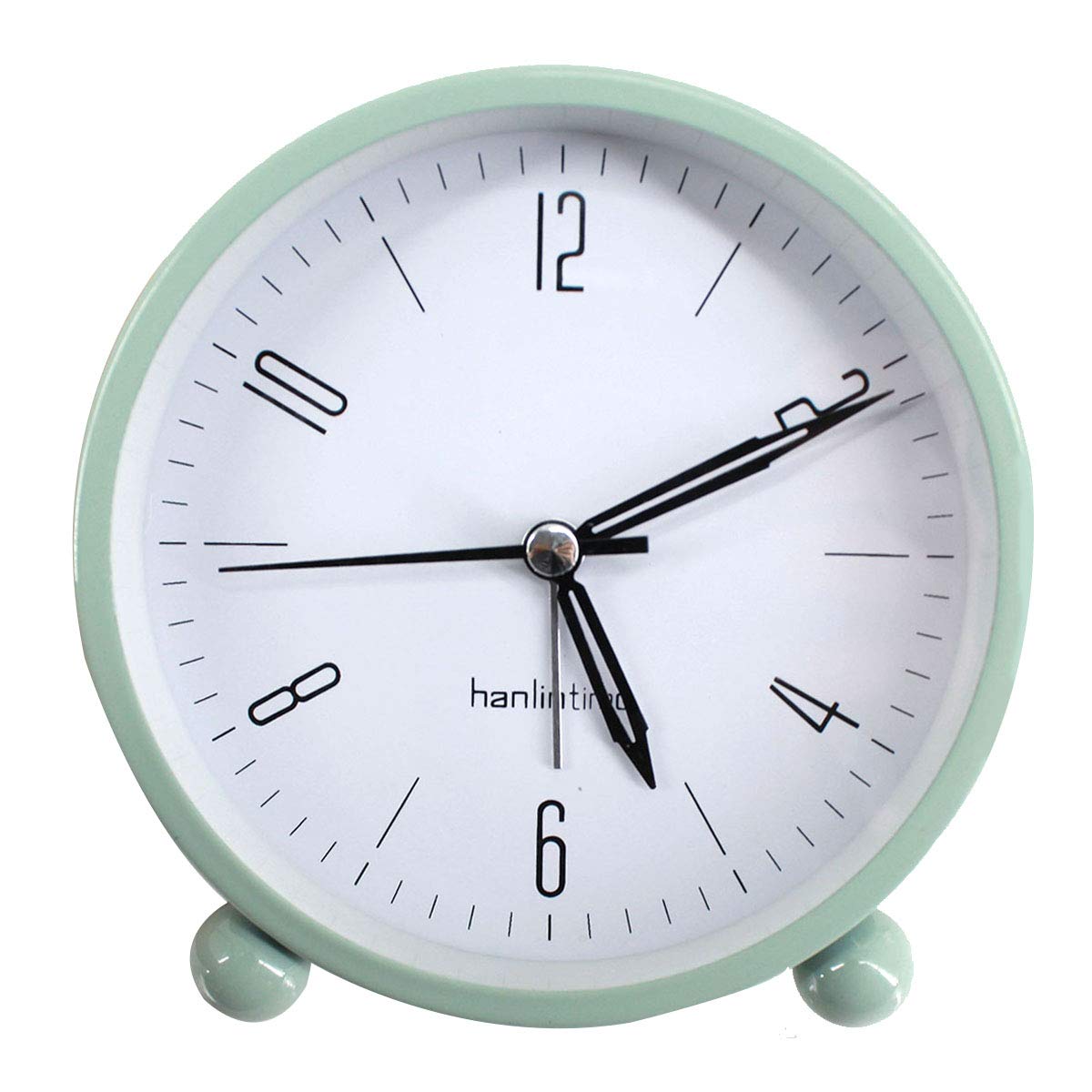 LA HAUTE 4" Round Silent Alarm Clock Non Ticking Bedside/Desk Alarm Clock Battery Powered Travel Clock with Nightlight, Green — image 1