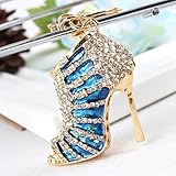 Crystal Rhinestone Diamante High Heel Shoe Decoration Chain for Phone Car Bag Key Ring Keychain Charm Gift - Perfect for Women Ladies Girls' Phone Key Bag (Blue)