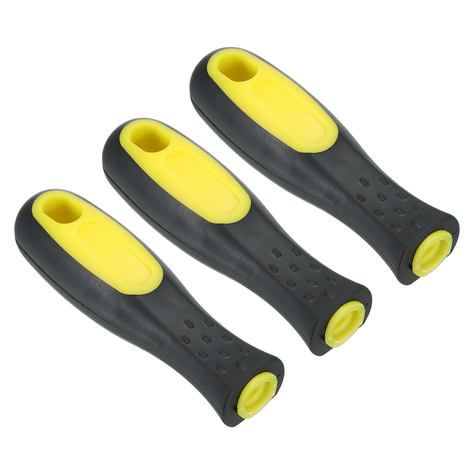 PATIKIL 4.3 Inch Rubber File Handle, 3 Pack File Cutting Tool File Handle Replacement Accessories for 0.2" Diameter File, Black Yellow