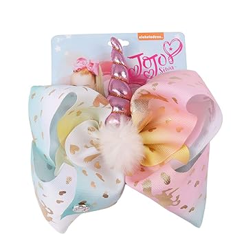 Amazon Com 8 Inch Large Unicorn Hair Bow Hair Clip White Pompom