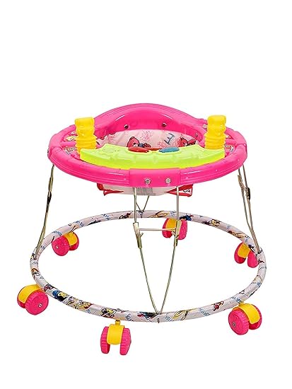 Himanshu Toys Baby Walker Round Base with Music (Pink, 9 Months to 1.5 Years)