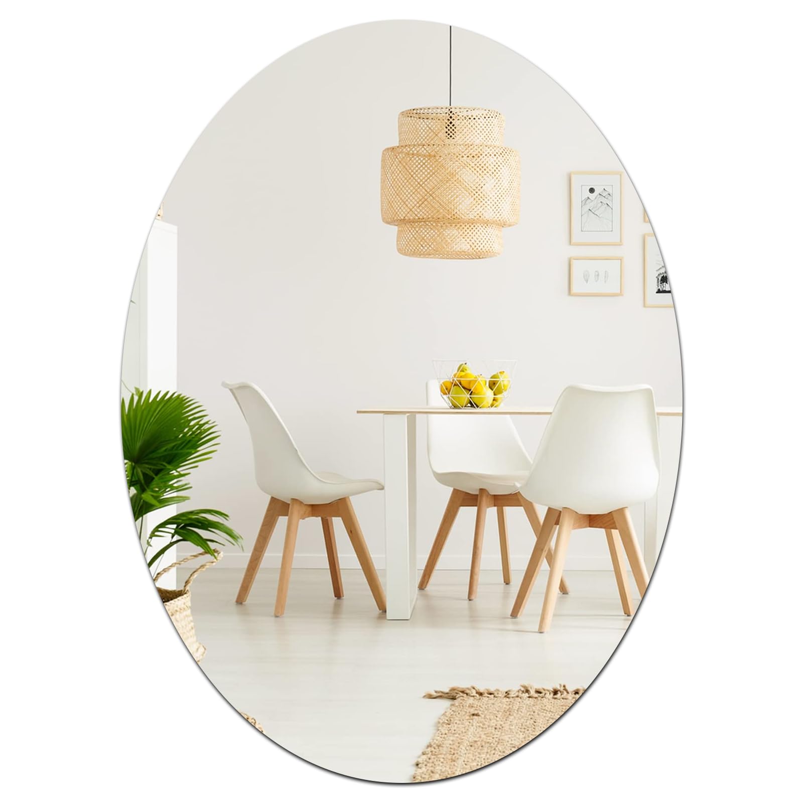 Photo 1 of *MINOR DAMAGE*
DARENYI 16.5 x 13 inch Frameless Oval Wall Mirror for Bathroom Sink, Non-Glass Shatterproof Acrylic Mirror Tile for Wall, Vanity, Bedroom, Living Room, Entryway, Home Decor, Double-sided Tapes Include