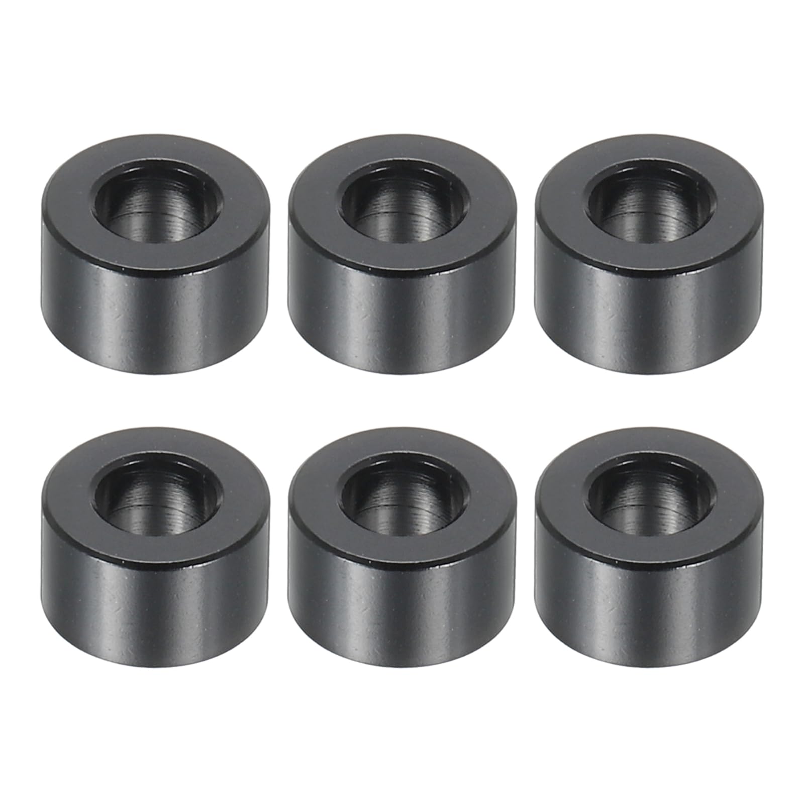 PATIKIL M5 Aluminum Spacers, 6 Pcs Metal Spacers Aluminum 5.2mm ID x 10mm OD x 6mm L Aluminum Spacer Screw Standoff Round for 1/5" or M5 Screw Bolts,Black
