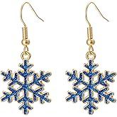 Christmas Snowflake Earrings for Women Sparkly Snowflake Drop Dangle Earrings Colorful Winter Earrings Xmas Christmas Jewelry