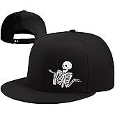 Snapback Hats for Men Flat Bill Brim Hats Fitted Black Baseball Cap for Men Cool Hip Hop Hat Mens Trucker Cap