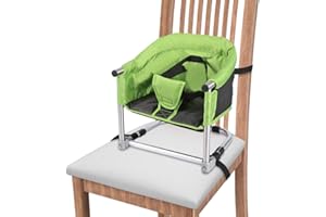 TOOGEL Booster Seat for Dining Table: Portable Toddler Booster Chair with Safety Buckle and Height Adjustable, Foldable Baby Feeding Chair, Kids High Chair Booster Seat for Kitchen Home Travel - Green