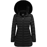 GOLDLADIES Women's Waterproof Long Down Jacket,Warm Winter Hooded Puffer Coat Thickened for Hiking Outdoor