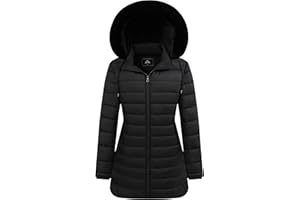 GOLDLADIES Women's Waterproof Long Down Jacket,Warm Winter Hooded Puffer Coat Thickened for Hiking Outdoor
