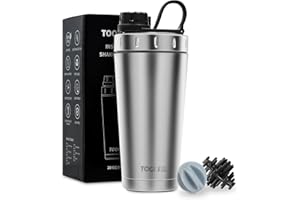 TOOFEEL Protein Shaker Bottle 20 oz - Double Walled Insulated Vacuum Shaker Cups for Protein Shakes, Keeps Cold/Hot, Metal Stainless Steel Water Bottle, Preworkout Gym Shaker Bottle