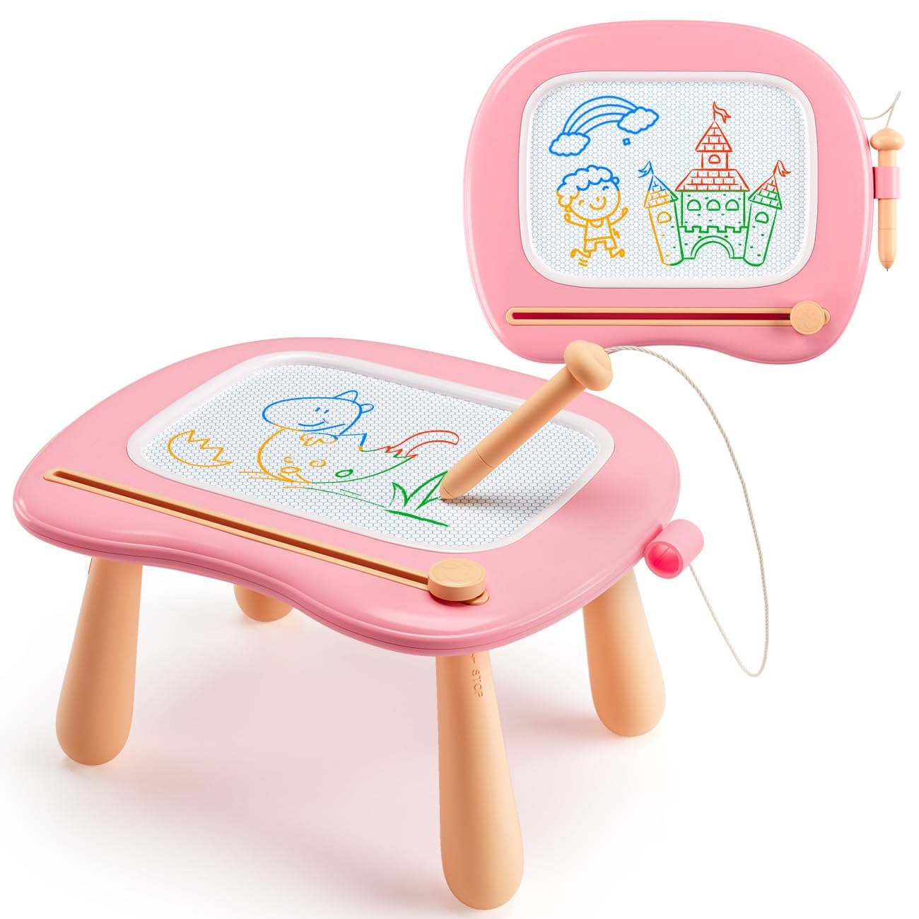 SYHLN Magnetic Drawing Board: Toys for 1 2 3 Year Old Girls Birthday Gifts Presents - Preschool Educational Learning Doodle Pad Toys for Kids Baby Toddlers Age 1-3 - Pink
