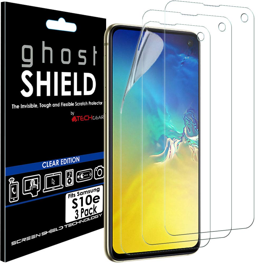 TECHGEAR [Pack of 3] Screen Protectors fit Samsung Galaxy S10e [ghostSHIELD Edition] Reinforced TPU film Screen Protector Guard Covers [FULL Screen Coverage] Curved Screen Area (NOT for S10, S10+)