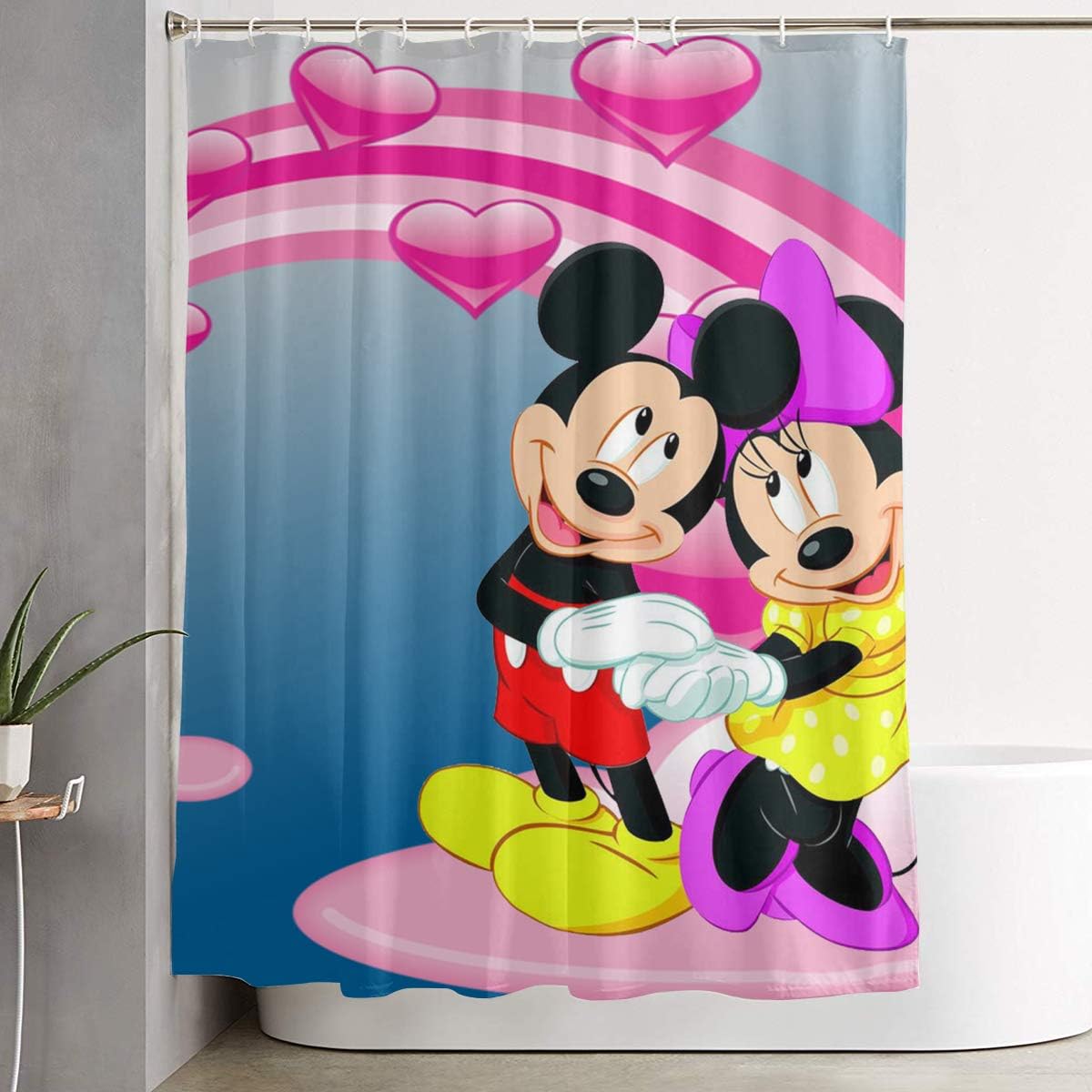 Amazon Com Liuyan Shower Curtain With Hook Mickey And Minnie Mouse Waterproof Polyester Fabric Bathroom Decor 60 X 72 Inches Home Kitchen