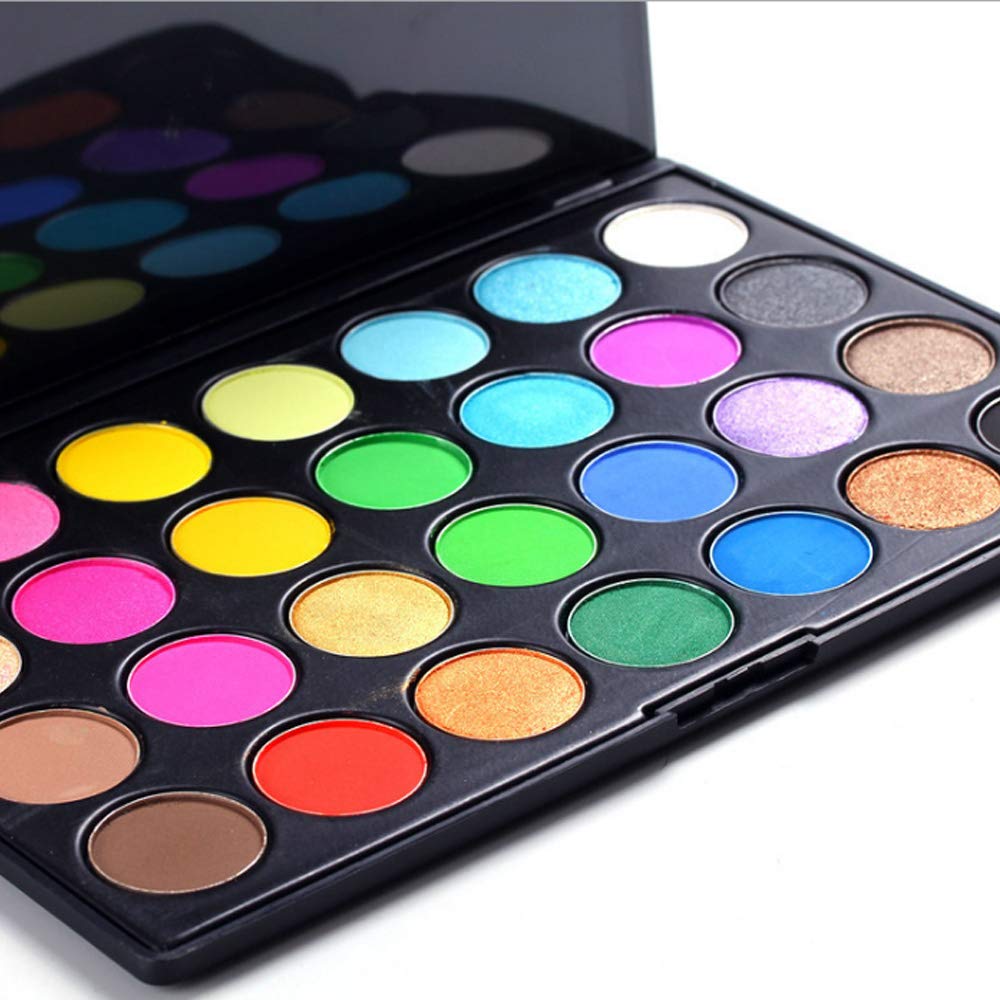 28 Color Bright Blendable Eyeshadow Palette Shine Matte Shimmer Powder Makeup Kit, Brights, (2)