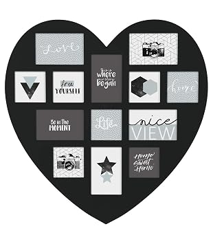 Amazon Com Atmosphera Black Heartshaped Collage Photo Frame For