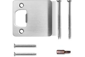MOSECYOU Extended Lip Strike Plate 2-1/2" x 2-1/4", Heavy Duty Version, Oversized Extra Wide Lip Door Latch Striker with Reinforced Torx/Star Screws & Bit(Satin Nickel, 1 Pack)
